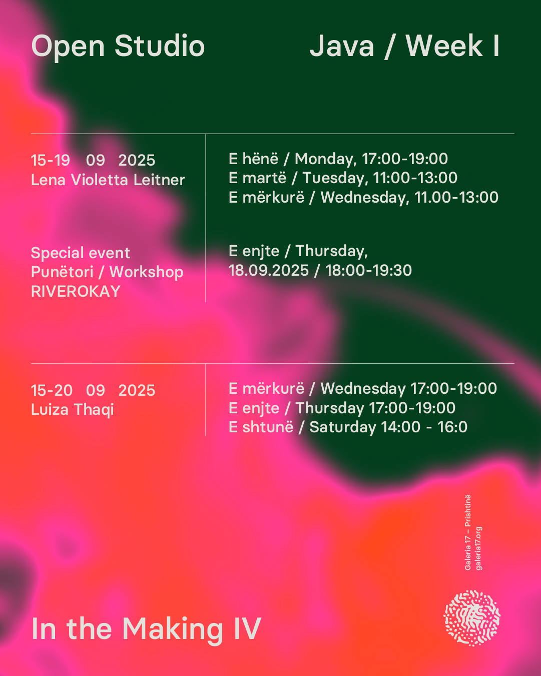 In the Making IV – Kalendari i aktiviteteve / Java I